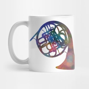 French Horn Silhouette: Rainbow Watercolor Mug